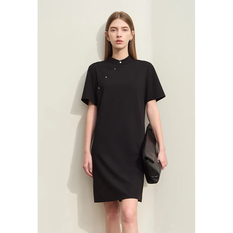 រ៉ូបរដូវក្តៅ Amii Minimalism សម្រាប់ស្ត្រីឆ្នាំ ២០២៦ ឆើតឆាយ រចនាបថចិនថ្មី ឆុងសាំ ប៉ាក់ដោយក្រណាត់រលុង រ៉ូបបែប Retro សម្លៀកបំពាក់ស្ត្រី ១២៤២២០១៨