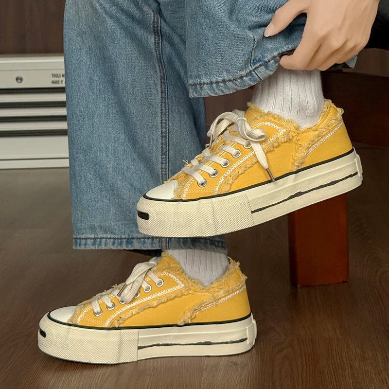 Men's concise canvas casual shoes Four Seasons new breathable light soft-sole comfort fashion outdoor walking sports board shoes