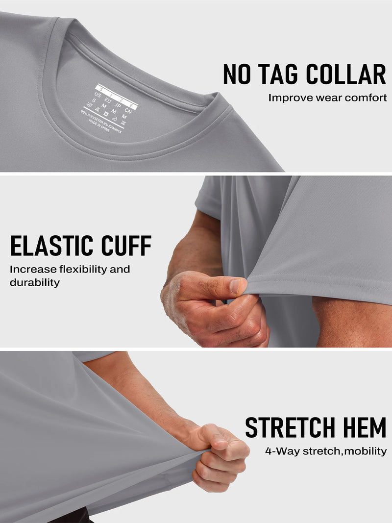 TACVASEN Men's 3 Pack UPF 50+ Sun Protection T-Shirts, Breathable Quick Dry Short Sleeve Tees for Running Hiking
