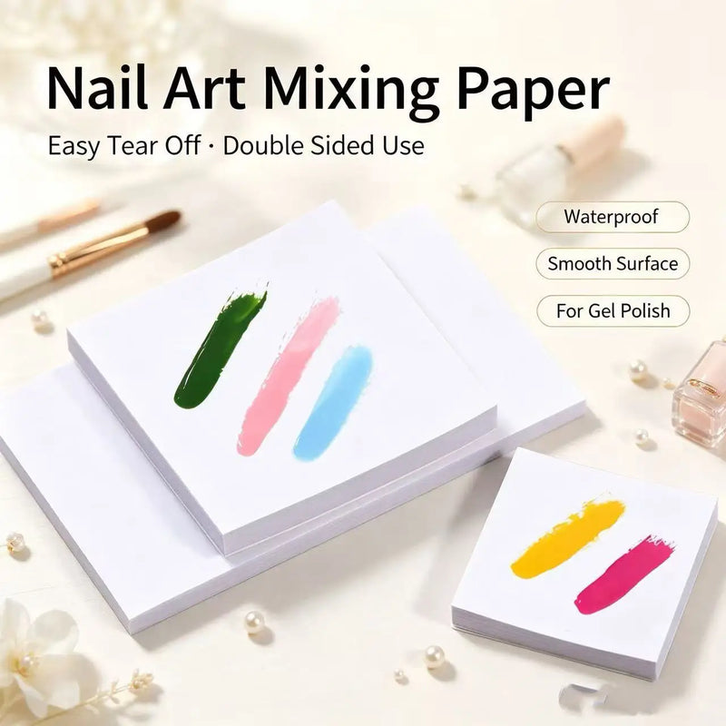 Disposable Nail Art Mixing Paper Pads Double Sided Waterproof Peel Off Nail Gel Polish Color Mixing Palette Book For Manicure Sa