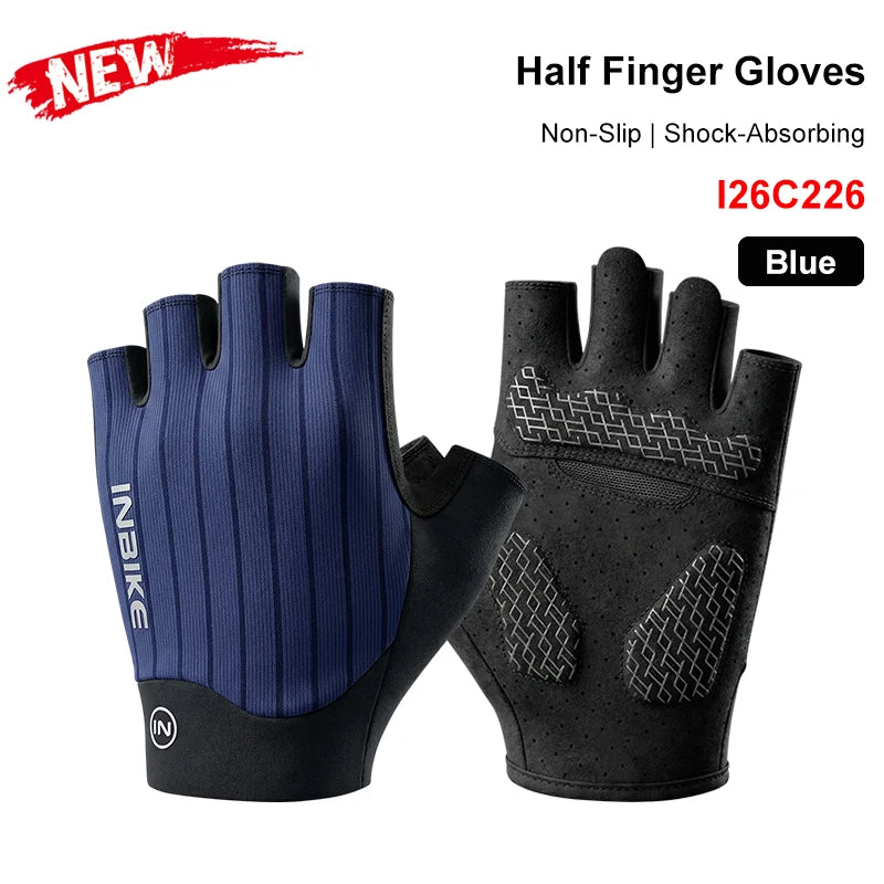 INBIKE Half Finger Cycling Gloves Summer Bicycle Gloves Shock-absorption Breathable Mountain Bike MTB Gloves Cycling Accessories