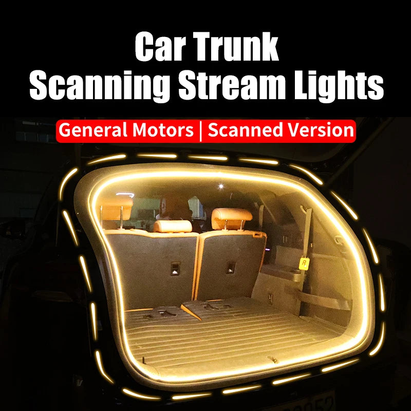 Car Trunk Dynamic Flowing Light Automatic On/Off Scanning Lamp Flexible Waterproof Light Strip Hidden Installation for Car SUVs