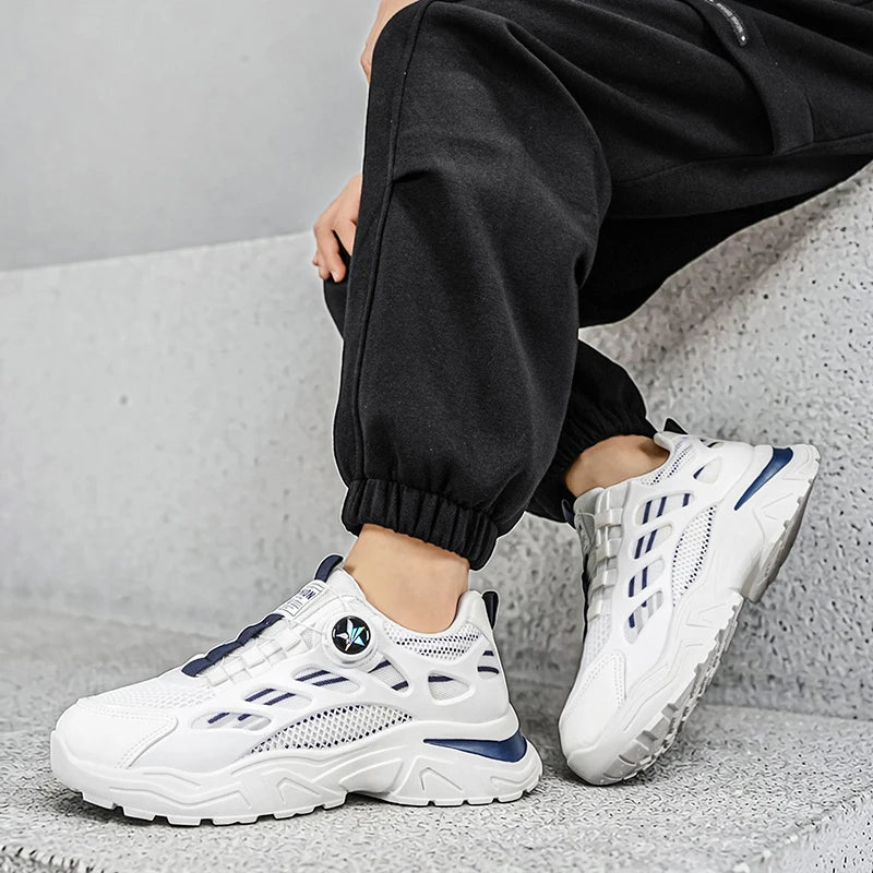 Men's mesh casual sneakers four seasons breathable light soft-sole anti-slip comfort outdoor walking speed sports running shoes