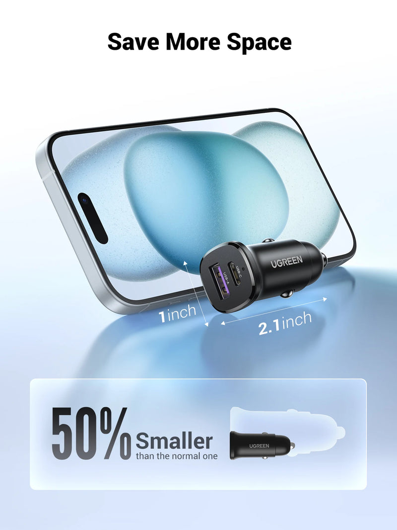 UGREEN 30W USB C Car Charger PD3.0 5A For iPhone 17 Samsung Galaxy S25 Xiaomi Fast Charging Quick Charge 4.0 USB C Car Charger
