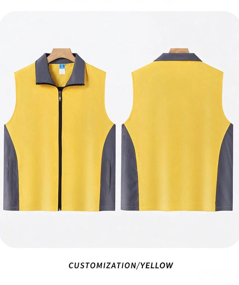 2026 High-grade color matching vertical collar zipper waistcoat pocket work clothes light and comfortable custom logo