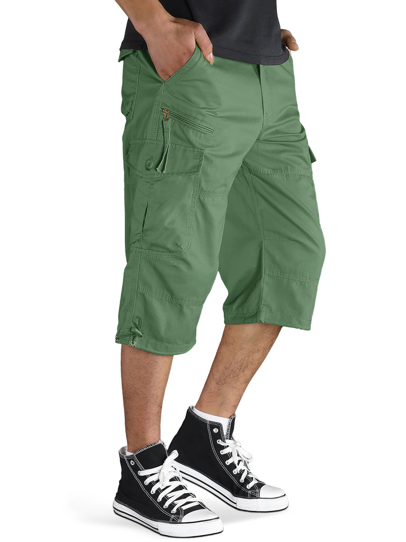 TACVASEN Mens Cargo Below Knee Length 3/4 Long Shorts Summer Breathable Outdoor Capri Pants Twill Work Pants With Multi Pocket