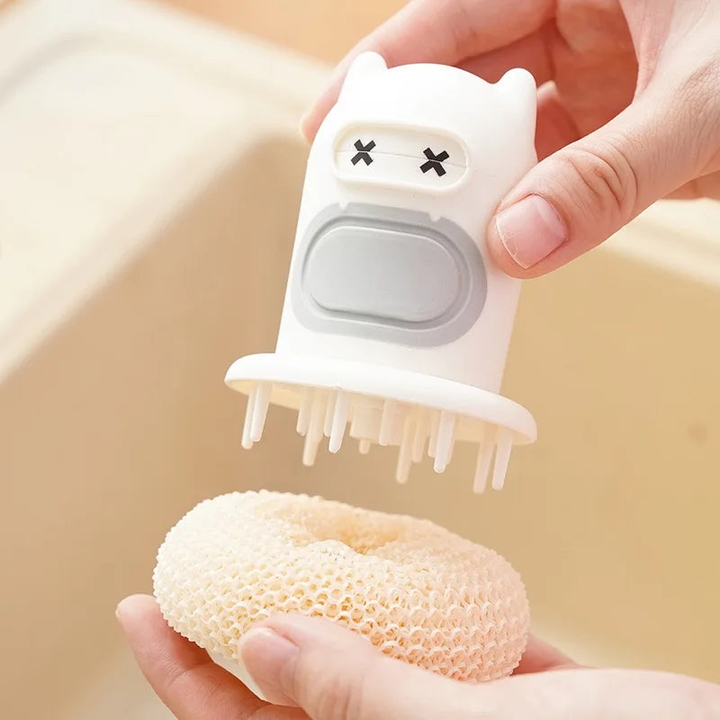 New Cute Cartoon Kitchen Pressing Brush Pot Scrubber Cleaning Decontamination Tool for Home Essentials