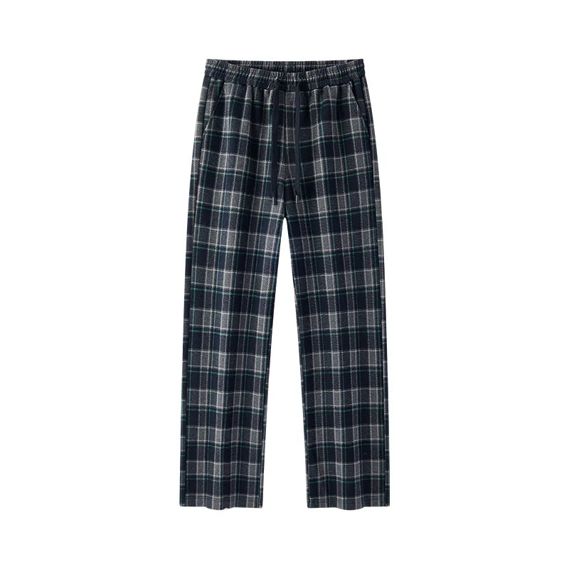 Semir Casual Pants Women Winter Plaid Fleece Lined Long Pants Loose 2025 Salt-Style Lazy Retro Trendy Wide Leg Women'S Clothing