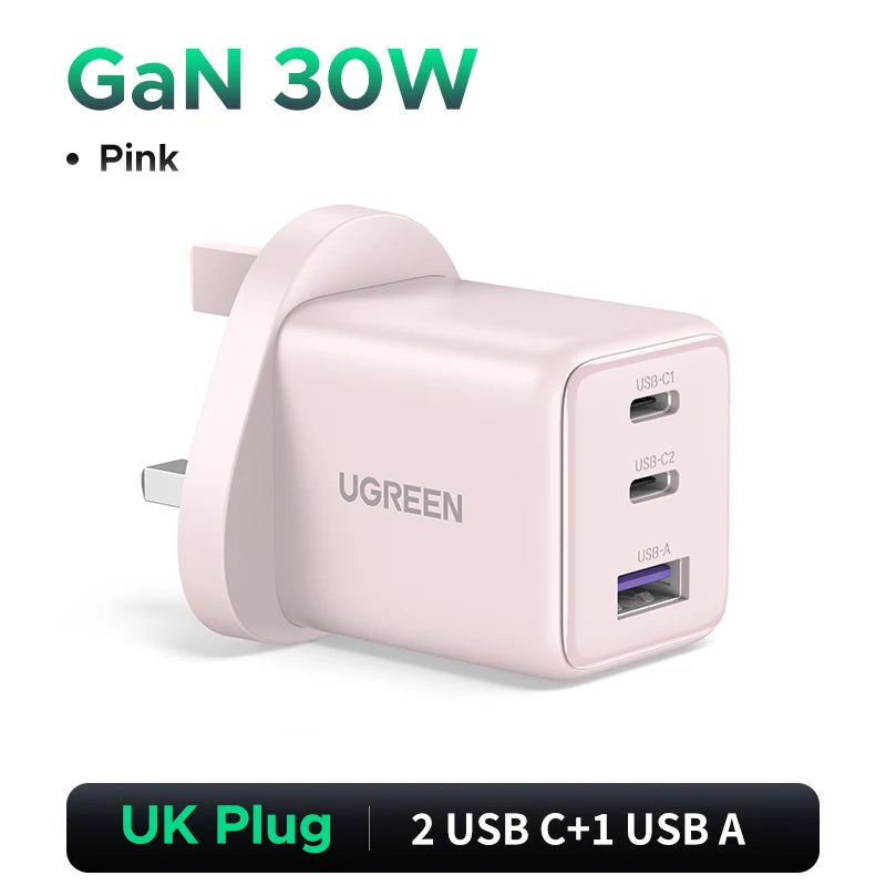 【UK Plug】UGREEN 45W 30W 20W GaN Charger PD 3.0 USB C Phone Charger For iPhone 17 16 15 Pro Samsung S25 Xiaomi Tablet iPad Air