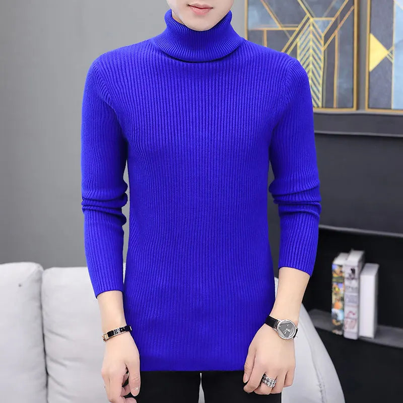 2026 New Men's Burgundy High-Neck Sweater, Winter Black Thermal Pullover Sweaters, Available in Blue, White, Yellow, Green, Gray