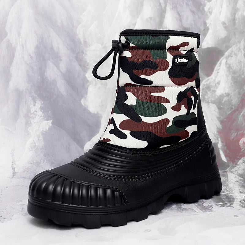 Men's classic high-top casual snow boots winter light warm velvet cotton boots soft sole non-slip comfort outdoor walking boots