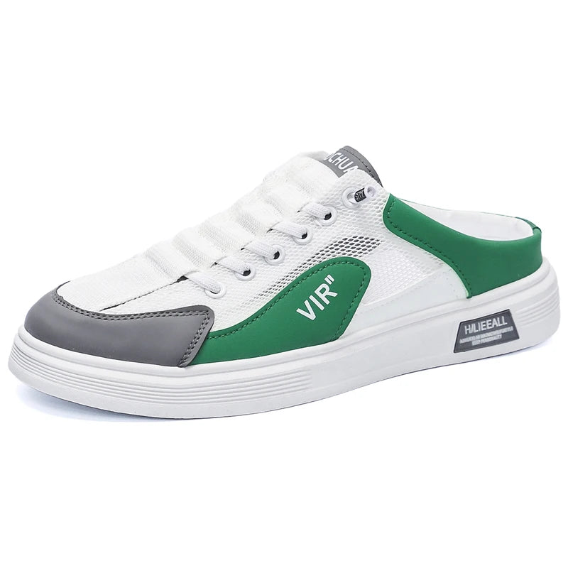 Men's breathable casual shoes summer new outdoor mesh half slippers comfortable soft soles fashion youth versatile trendy shoes