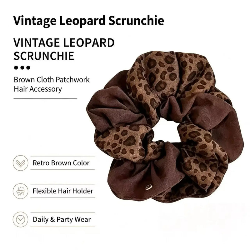 Korean-Style Leopard Print Color-Blocked Hair Tie for Women Versatile, Niche Ponytail Holder New Arrival High-End Hair Accessory