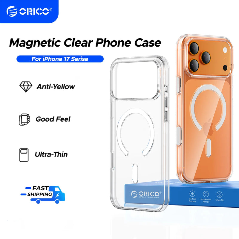 ORICO Magnetic Phone Case for iPhone 17 Clear Proof Slim Rugged Shockproof Protective
