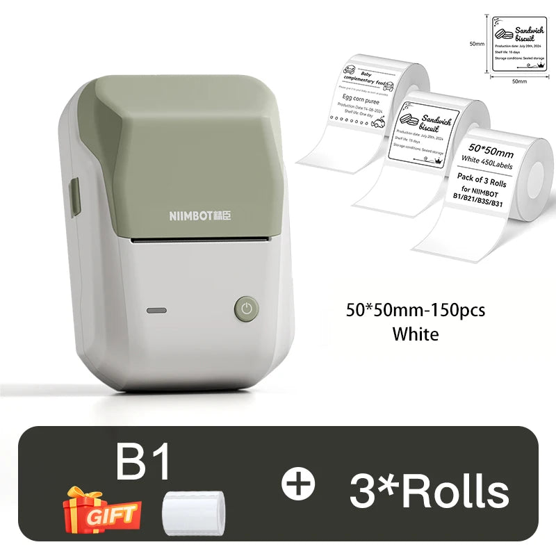 Niimbot B1 Thermal Label Printer Bluetooth Portable Pocket Label Maker Barcode QR Code Self-adhesive Sticker Labeling Machine