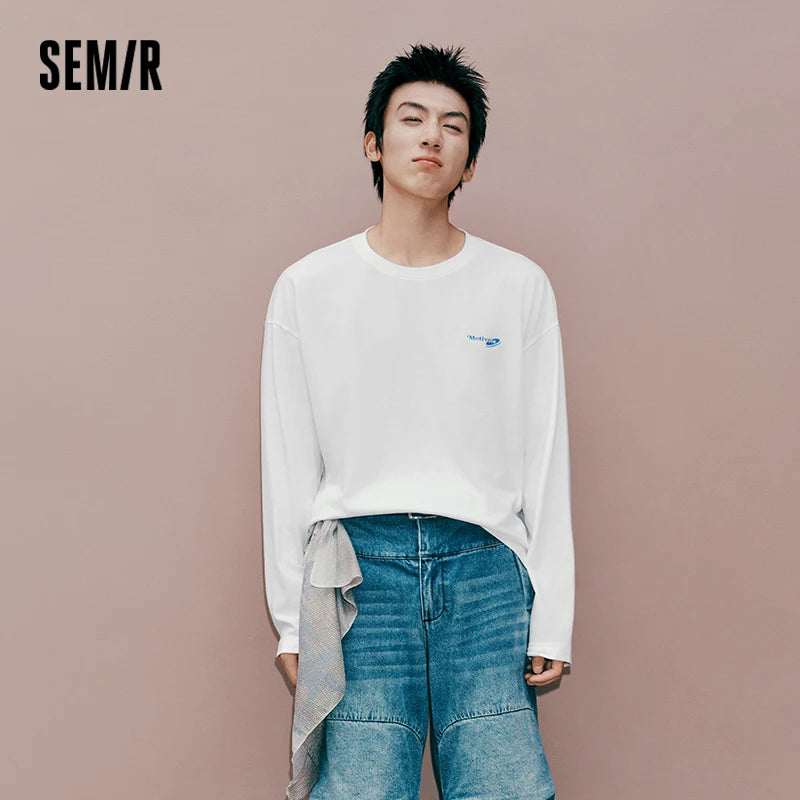 Semir Men Tshirt Long Sleeve Pet Graphic Moisture Wicking Quick Dry Crew Neck Casual Autumn Top Daily Wear 2026