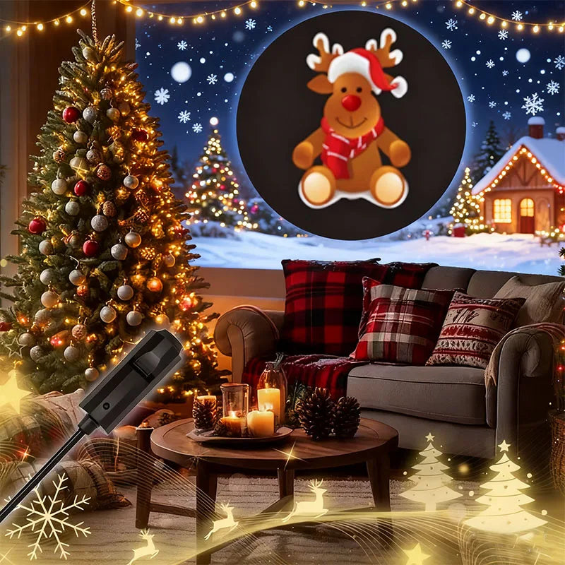 Christmas USB Projector Light Snowman Night Light 360 Degree LED Lamp Rotating Switchable Pattern Design Dark & Night Ambiance