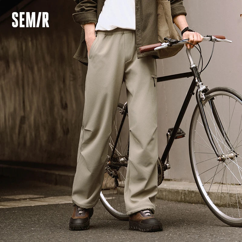 Semir Men Pants Water Repellent Fleece Lined Straight Leg Urban Workwear Style 2026 Winter Full Length Comfort Fit