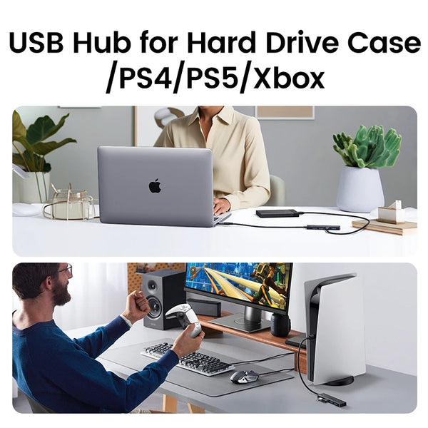 UGREEN USB 3.0 HUB 4 រន្ធ USB-C HUB ស្ដើងសម្រាប់ Mouse Keyboard ឆបគ្នាជាមួយ MacBook Pro Air Laptop Desktop PC Xbox PS5 Splitter