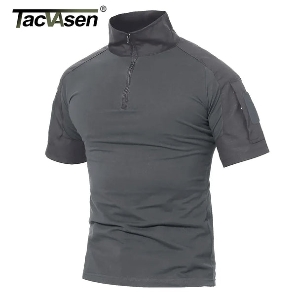 TACVASEN Men's Short Sleeve T-Shirts With Zipper Pockets Mens Summer Solid T Shirts Safari Tee Shirts Hiking Work Clothing