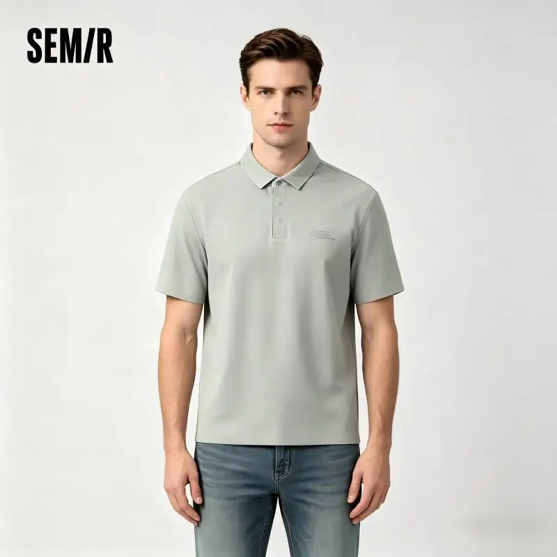 Semir Men Polo Shirt Solid Color Cool Feeling Business Lapel Knit 2026 Summer Urban Casual Style Soft Comfy Office Top