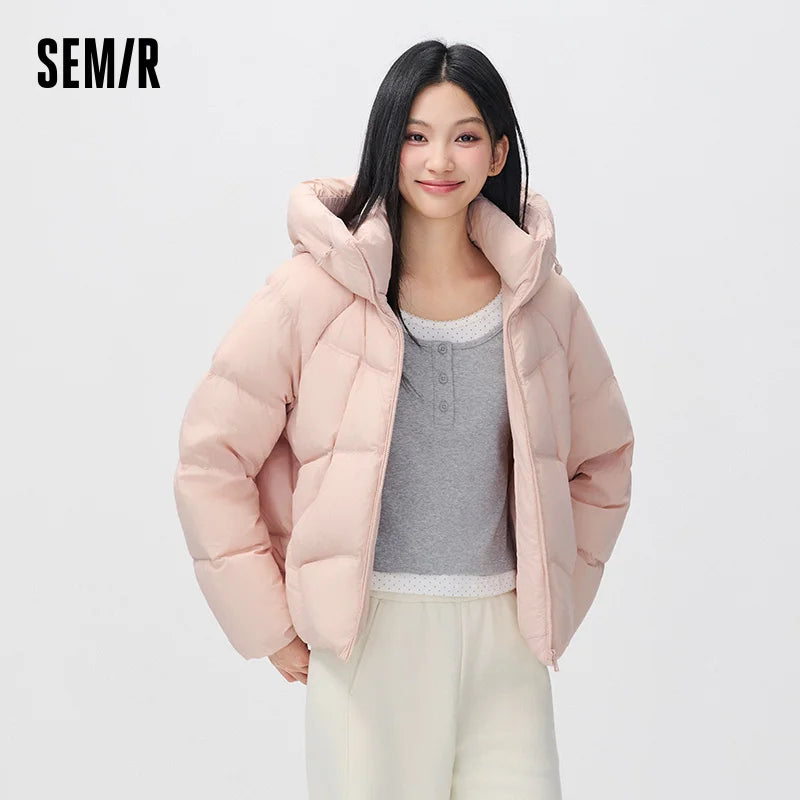 អាវក្រៅ Semir សម្រាប់នារី ៩០ ភាគរយ ដៃអាវ Raglan មានក្រណាត់ក្រាស់ សមល្មម រលុង ពាក់ប្រចាំថ្ងៃរដូវរងាថ្មី ឆ្នាំ២០២៦ ស្ទីលធម្មតាសម្រាប់ទីក្រុង