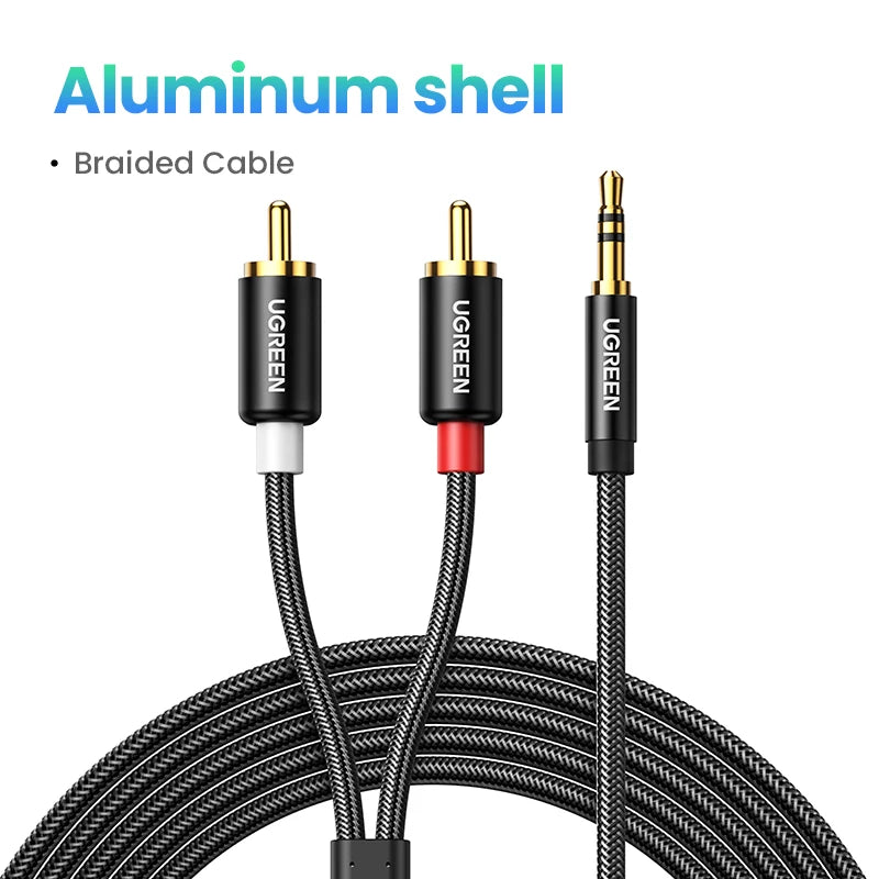 UGREEN RCA Cable HiFi Stereo 2RCA to 3.5mm Audio Cable AUX RCA Jack 3.5 Y Splitter for Amplifiers Audio Home Theater Cable RCA