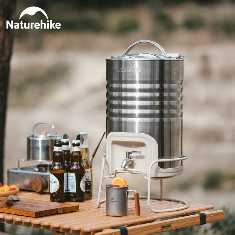 Naturehike Water Tank Insulated Bucket Thermal Barrel Storage Drink Ice Chest Cooler Camping Beach Picnic Stainless Steel 10L