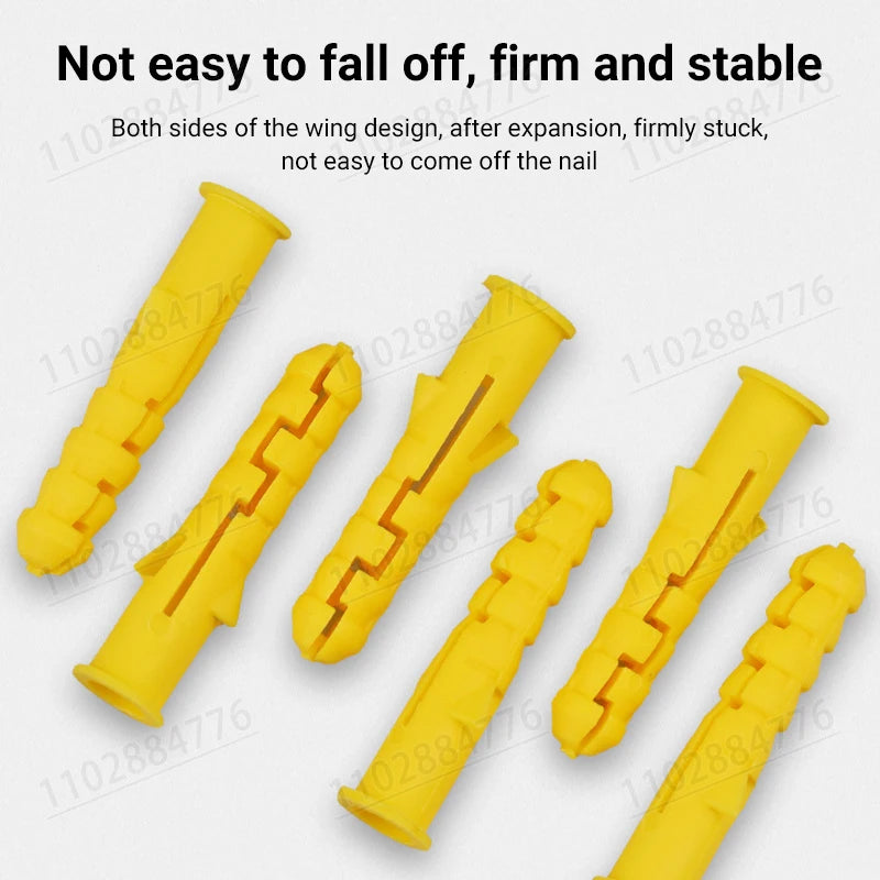 M6 M8 Yellow Plastic Expansion Pipe Column Concrete Wall Plug Frame Fixing Tube Anchors for to the Fixed on Drywall 200pieces