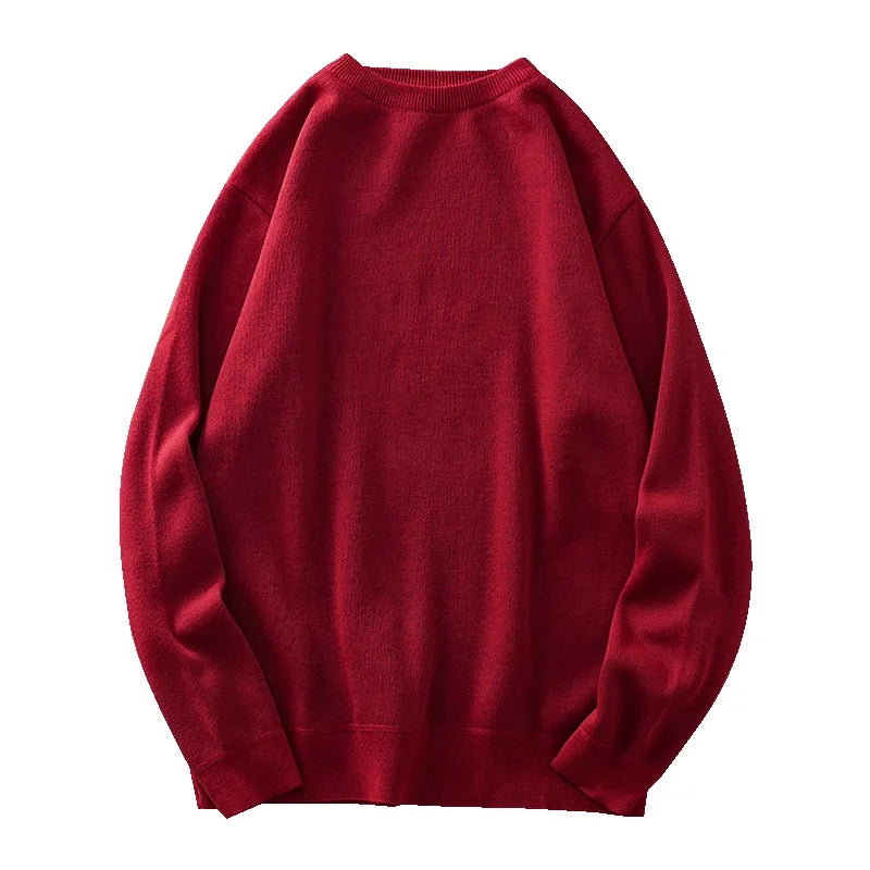 DUKEEN Men's Mock Neck Sweaters Winter Fleece-Lined Thick Warm Pullovers Solid Color Crew Neck Sweater Knitwear
