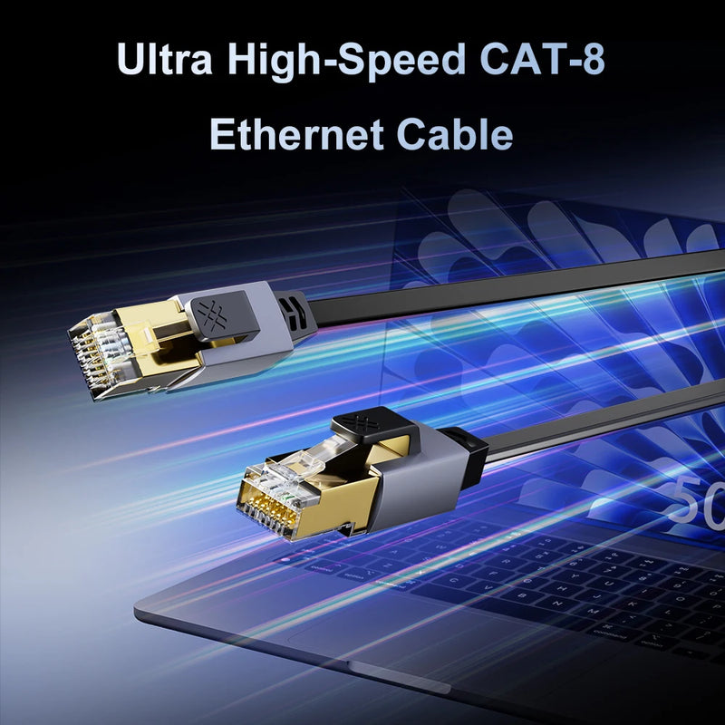 ខ្សែ Ethernet CAT8 40Gbps 2000MHz CAT 8 បណ្តាញអ៊ីនធឺណិតល្បឿនលឿន Patch Lan សម្រាប់កុំព្យូទ័រយួរដៃ រ៉ោតទ័រ ម៉ូដឹម ទូរទស្សន៍ ខ្សែ RJ45