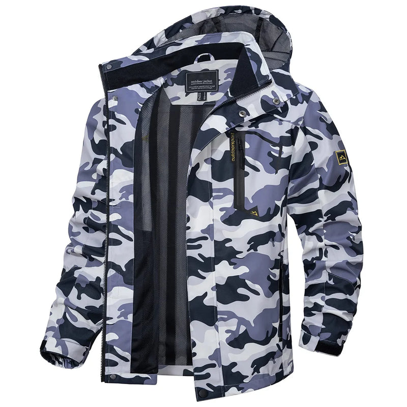 TACVASEN 2025 Lightweight Waterproof Rain Jacket Mens Mesh Lined Outdoor Windbreaker Fishing Hiking Jacket with Detachable Hood