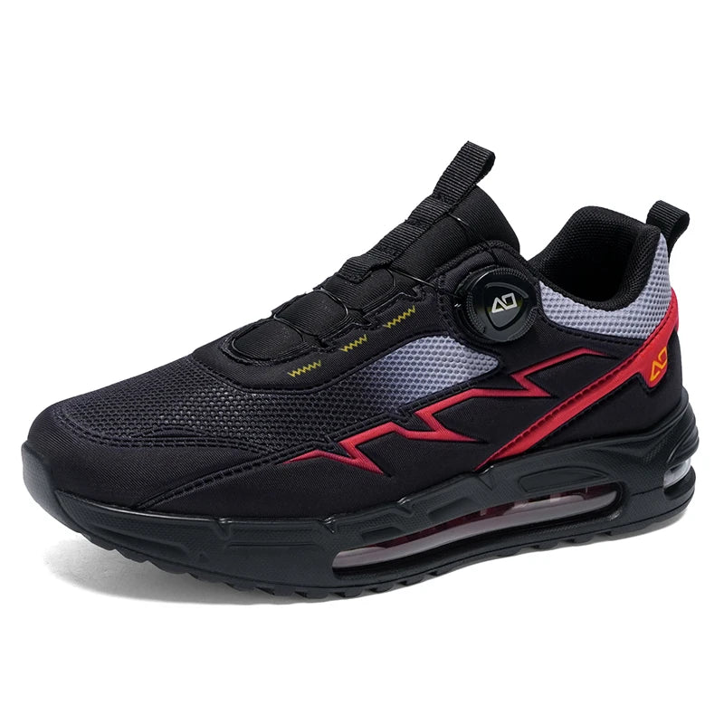 Men's Casual Sneakers Four Season Outdoor Racing Full Palm Air Cushion Running Shoes Breathable Rotary Buckle Speed Sports Shoes