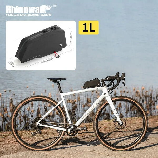 កាបូបដាក់កង់ Rhinowalk ការពារទឹកជ្រាប 100% កាបូបខាងមុខសម្រាប់ជិះកង់ ដំឡើង/ដោះចេញបានយ៉ាងរហ័ស ជាមួយឌីស UFO សម្រាប់កង់ផ្លូវក្រួស