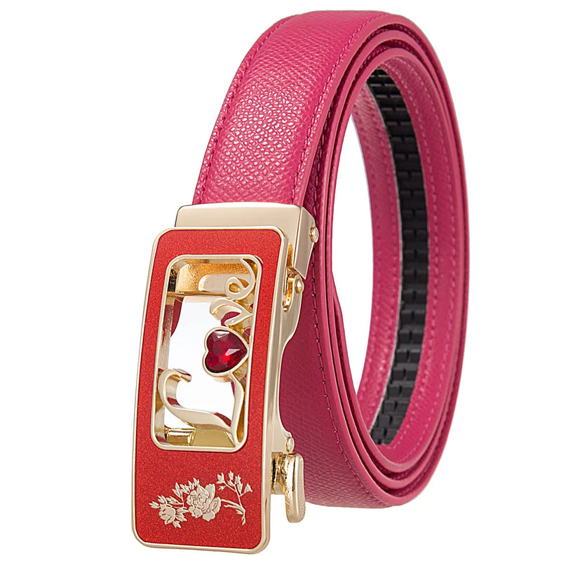 Women's Red Belt, Fashion Casual PU Belts, Purple Blue Gray Khaki Optional, 105cm Length