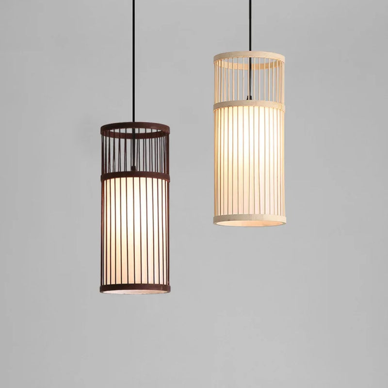 Bamboo Pendant Light Hand-Woven Cord Rattan Boho Hanging Lamp Mount Ceiling Chandelier for Dining Living Bedroom Kitchen