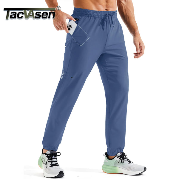 TACVASEN Lightweight UPF50+ Sweatpants Mens Quick Dry Hiking Pants with 3 Pockets Waterproof Trekking Fishing Casual Joggers