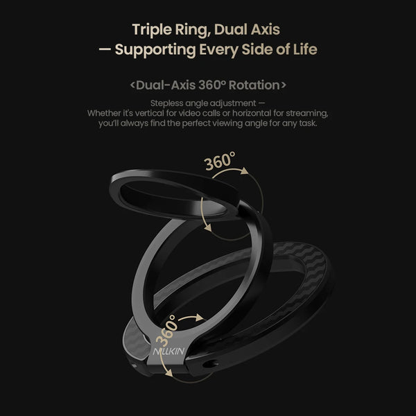 NILLKIN FiberSnap Magnetic Phone Ring Stand Aluminum 360° Rotation Mobile Phone Holder For iPhone 16 15 14 13  Xiaomi Samsung