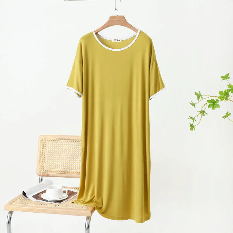 Short Sleeve Modal Sleepwear Dress Women Casual Summer Nightgowns Loose Ladies Night Wear Shirt Homewear Sleep Clothes