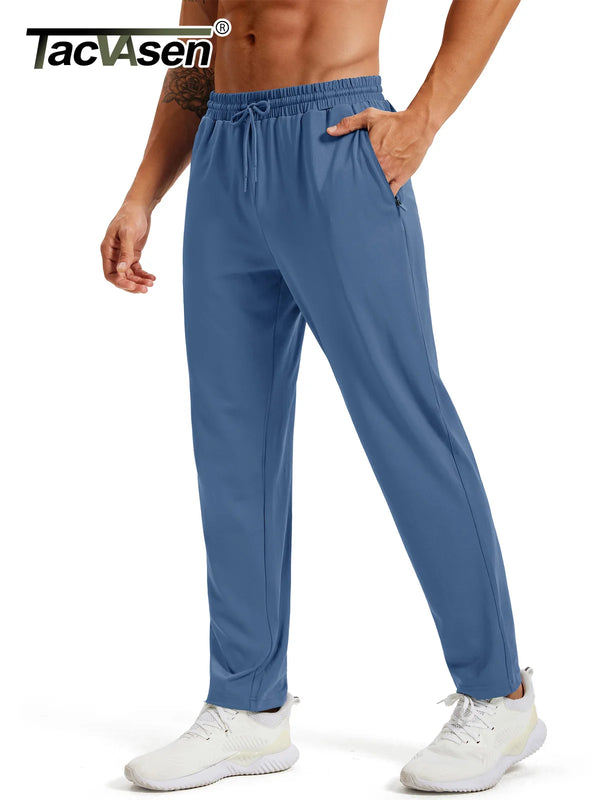TACVASEN Men's Tapered Sweatpants with Zip Pockets Lightweight Quick Dry Running Jogging 4-Way Stretch Gym Track Athletic Pants