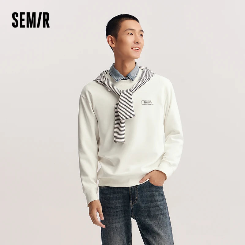Semir Printed Sweatshirt Soft Texture Men Spring Casual Fashion Comfort Crewneck Trend Cozy New Hoodies 2026