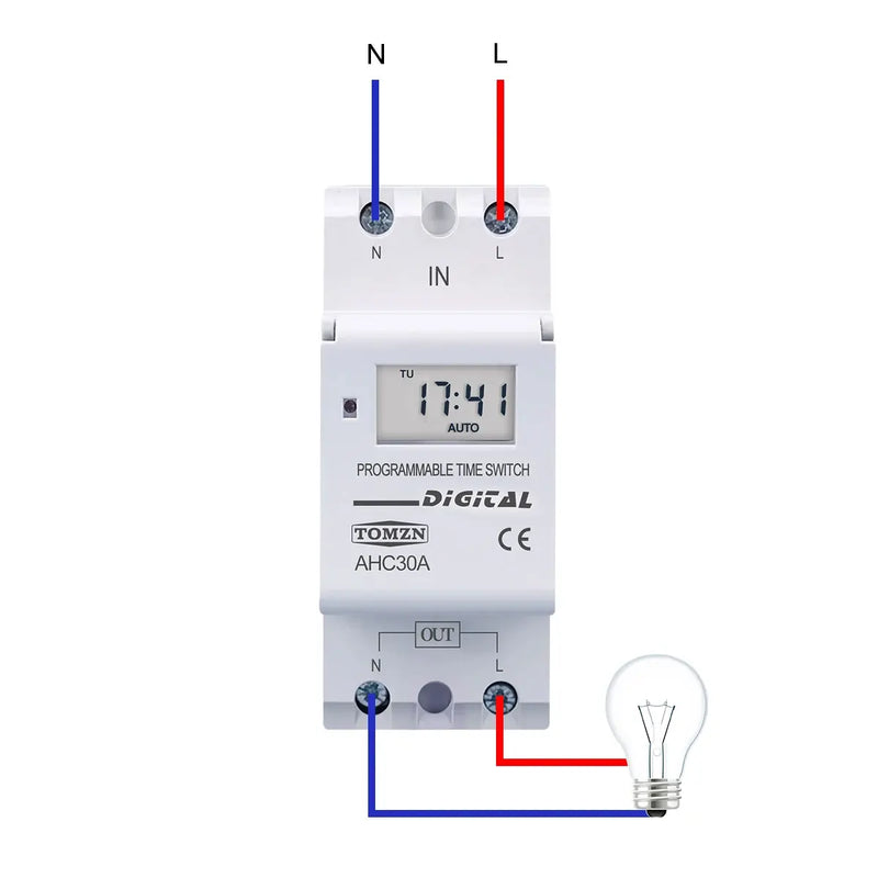 New Type Din Rail 2 Wire Weekly 7 Days Programmable Digital TIME SWITCH Relay Timer Control AC 220V 230V 12V 24V 48V 16A