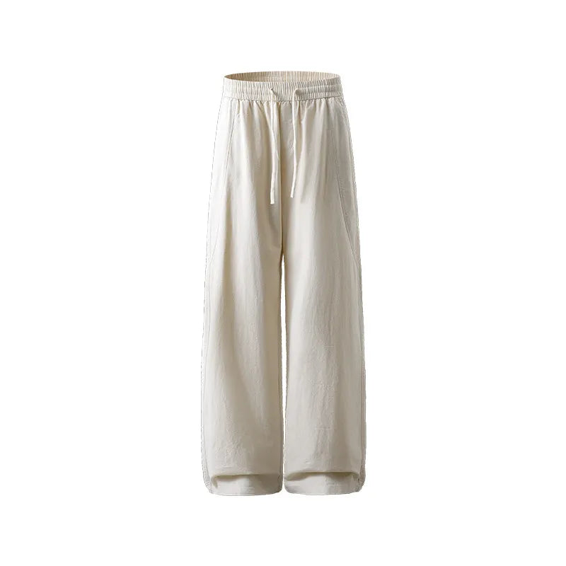 DUKEEN Men's Tencel Lyocell Wide Leg Pants Summer Breathable Lightweight Loose Fit Straight Leg Casual Trousers