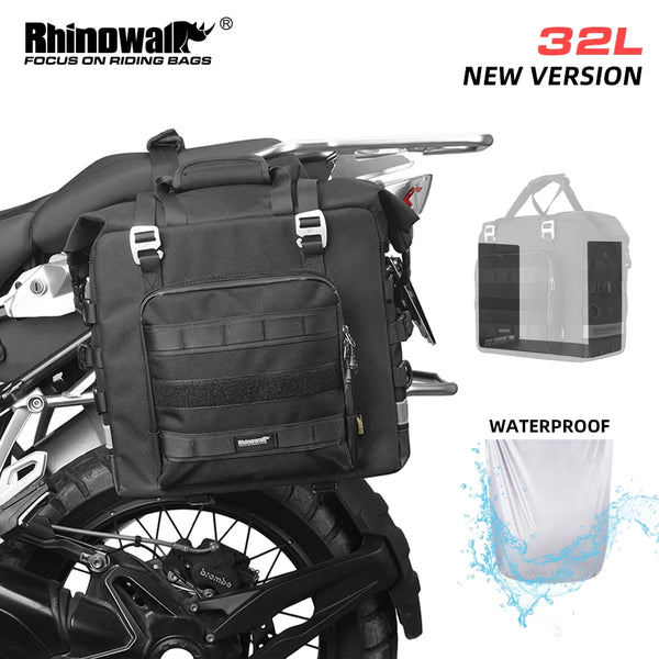 កាបូបចំហៀងម៉ូតូ Rhinowalk 25L កាបូបការពារទឹកជ្រាប កាបូបបញ្ចេញកែបម៉ូតូ 1 ដុំ កាបូបដាក់ឥវ៉ាន់ ជាមួយផ្លាក PP