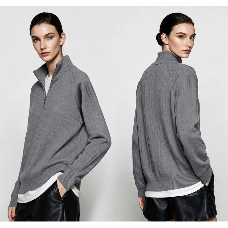 Amii Women's Two Piece Knit Set Mock Neck Wide Leg Pants Casual Commuter Outfit Winter Women's Sweater Tops Separatetly 12623095