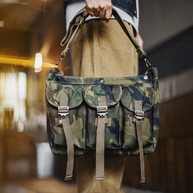 Maden Vintage Men's Tactical Crossbody Bag Camouflage Cotton Messenger Bag Large Capacity Outdoor Jungle Training Shoulder Pack
