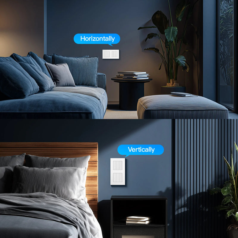 BSEED E Series WIFI Light Switch 1/2/3/4Gang Smart Click Button Switch Plastic Frame LED Indicator Tuya Smart Life No Neutral