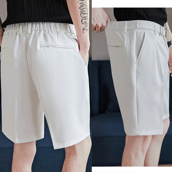 Men's Stylish Dress Shorts with Metal Belt - Lightweight Chino Shorts Adjustable Buckle Waist  Perfect for Business Casual Daily
