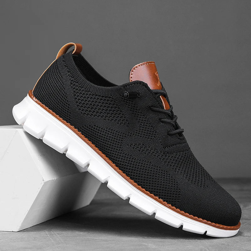 Men Flying Woven Brogue Dress Shoes Breathable Lightweight Business Casual Walking Sneakers for Men Extra Large Size EU 48 49 50