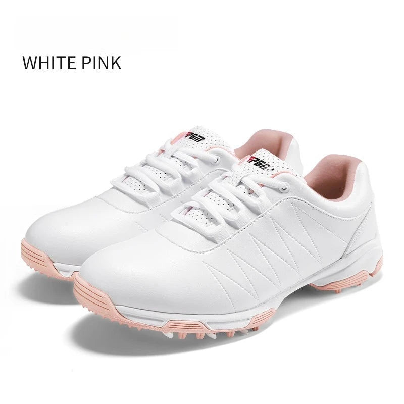 PGM Golf Shoes Women's Waterproof Sports Shoes Knob Buckle Lace Anti Slip Sole XZ082